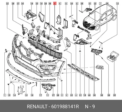 дефлектор радиатора прав.!\ Renault 601988141R
