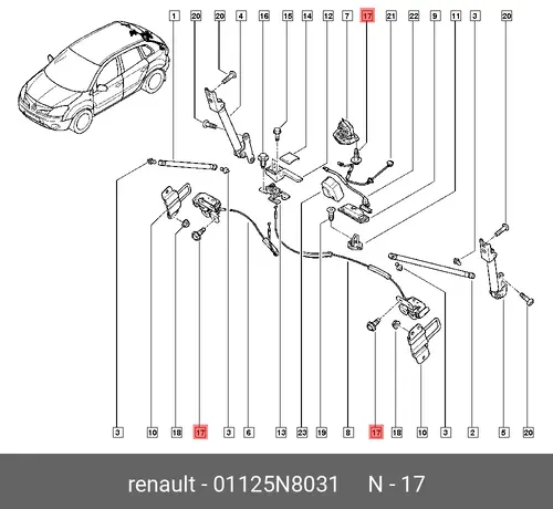 01125N8031 БОЛТ М8 RENAULT