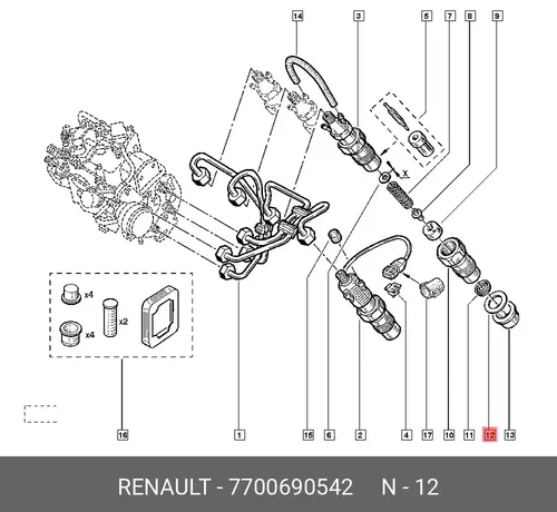 Шайба форсунки RENAULT 7700690542