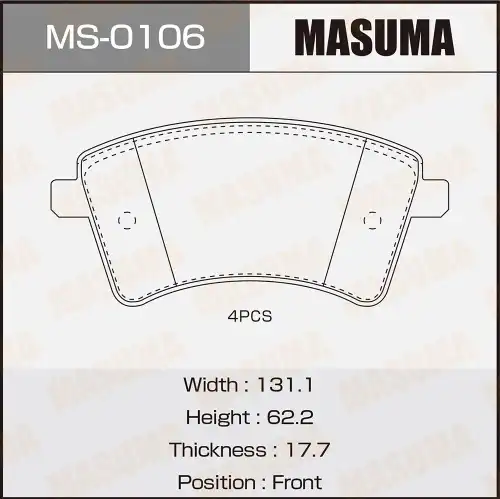 Тормозные колодки дисковые MASUMA MS-0106