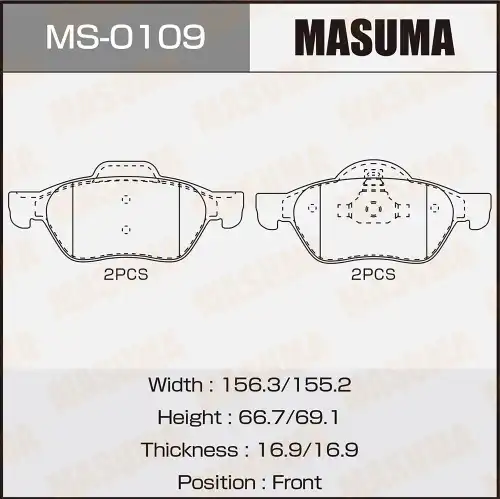 Тормозные колодки дисковые MASUMA MS-0109