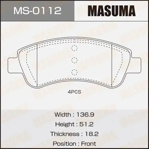 Тормозные колодки дисковые MASUMA MS-0112