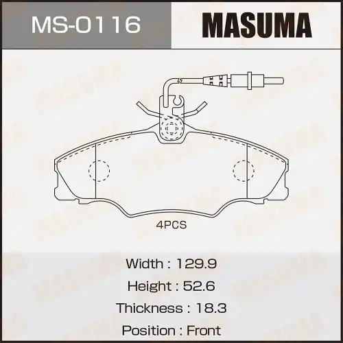 Тормозные колодки дисковые MASUMA MS-0116