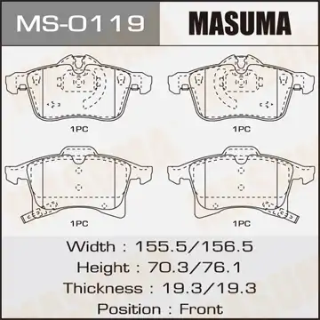 Тормозные колодки дисковые MASUMA MS-0119