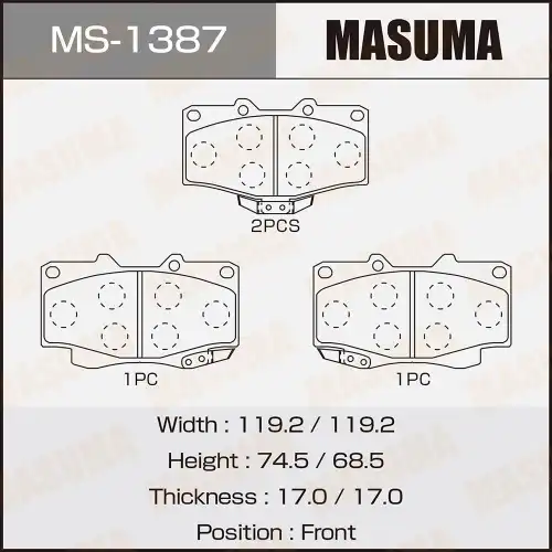 Тормозные колодки дисковые MASUMA MS-1387