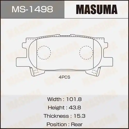 Тормозные колодки дисковые MASUMA MS-1498