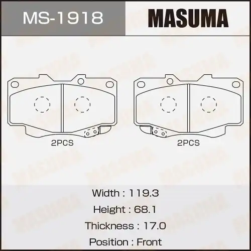 Тормозные колодки дисковые MASUMA MS-1918