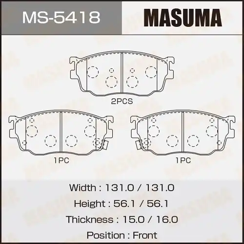 Тормозные колодки дисковые MASUMA MS-5418