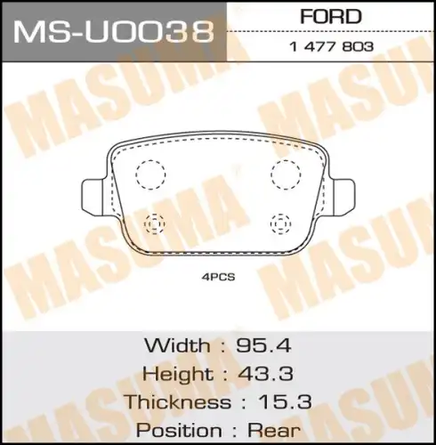 Тормозные колодки дисковые MASUMA MS-U0038
