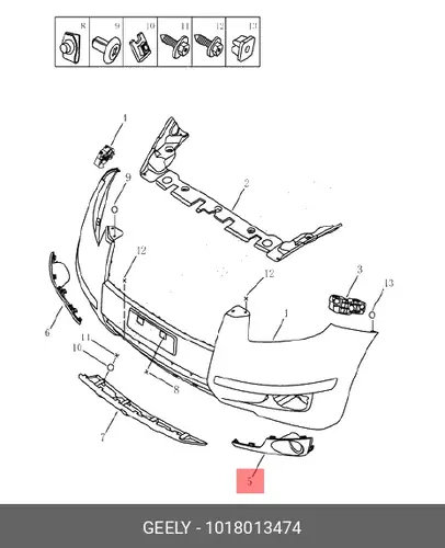 Решетка бампера GEELY 1018013474