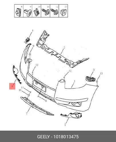 Решетка бампера GEELY 1018013475