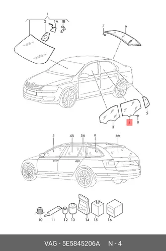 СТЕКЛО ДВЕРИ 5E5845206A VAG