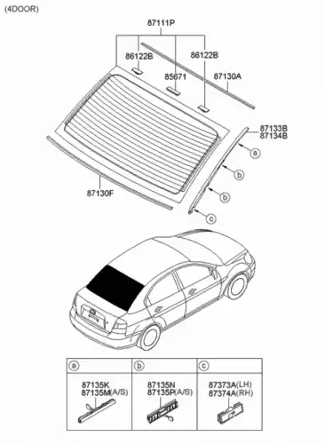 Стекло заднее 871101E030 HYUNDAI