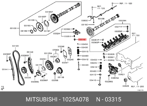  БОЛТ ГРМ 1025A078 MITSUBISHI