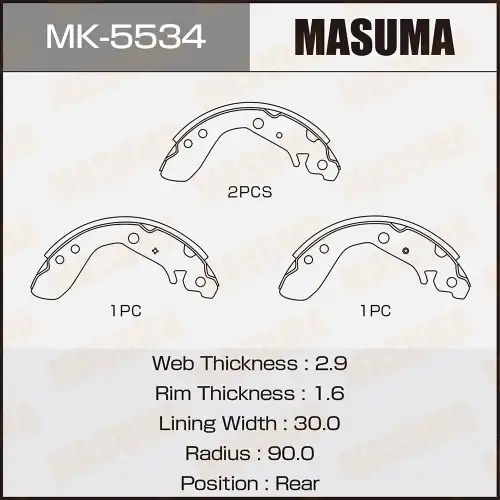 Тормозные колодки барабанные задняя ось MASUMA MK-5534