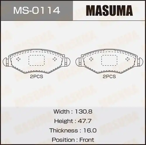 Тормозные колодки дисковые MASUMA MS-0114