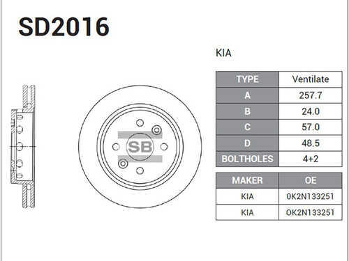 Тормозной диск SANGSIN SD2016