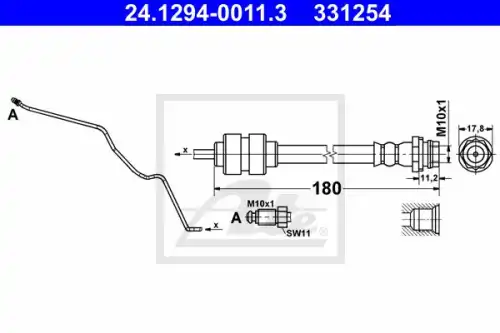Шланг торм.пер.лев. FORD MONDEO 07=> 24.1294-0011.3 ATE