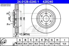 Тормозной диск ATE 24.0128-0240.1 вентилируемый , передняя ось