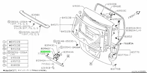 Ручка двери SUZUKI 8394279J00