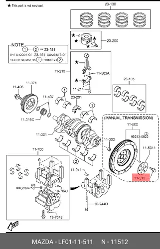  БОЛТ МАХОВИКА BOLTLOCK LF0111511 MAZDA