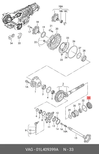 01L409399A САЛЬНИК ПРИВОДА АКПП VAG