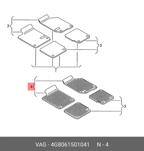 Коврики в салон VAG 4G8061501041