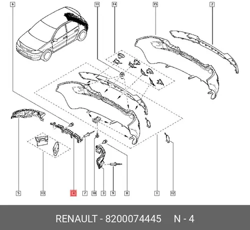 Кронштейн бампера (пласт) 8200074445 RENAULT
