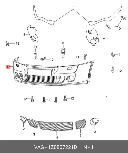 ОБЛИЦОВКА БАМПЕРА 1Z0807221D VAG