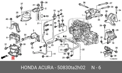 ПОДУШКА ДВС ПЕРЕДНЯЯ (AT) - 50830TA2H02 HONDA