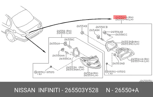Фонарь задний NISSAN 265503Y528