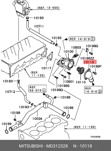  КОРПУС ТЕРМОСТАТА MITSUBISHI MD312328
