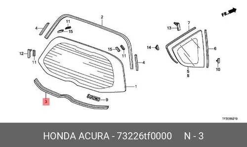 73226TF0000 RUBBER B, WINDSHIELD HONDA