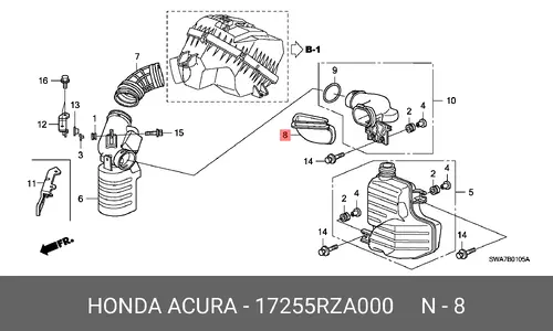Патрубок резонатора 17255RZA000 HONDA