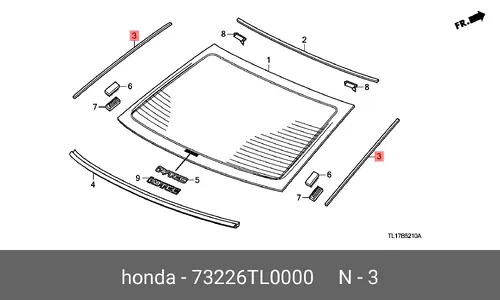  УПЛОТНИТЕЛЬ ЗАДНЕГО СТЕКЛА 73226TL0000 HONDA