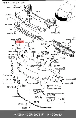 Кронштейн пластиковый D651500T1F MAZDA
