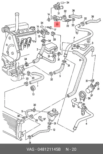 тройник!\ Audi 80 80 2.0/1.9TD 91-96 048121145B VAG