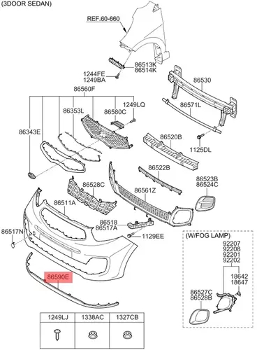 БАМПЕРА ОБЛИЦОВКА HYUNDAI/KIA 865901Y000 MOBIS