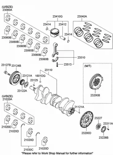 Поршень STD (комплект), Hyundai 234102C400