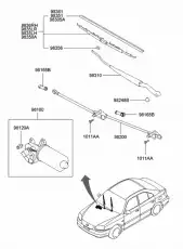 эл.двигатель стеклоочистителя, 60вт 9810025000 HYUNDAI
