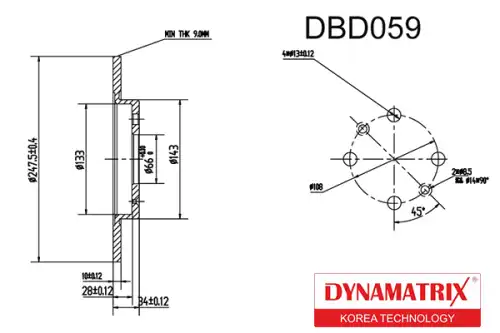 Тормозной диск DYNAMAX DBD059 полный , задняя ось