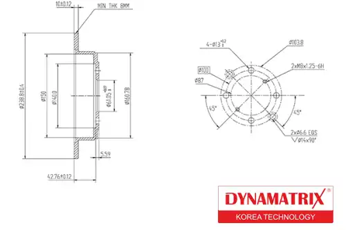 Тормозной диск DYNAMAX DBD468 полный , задняя ось