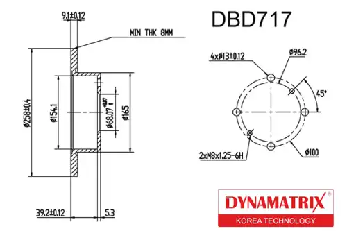 Тормозной диск DYNAMAX DBD717 полный , задняя ось