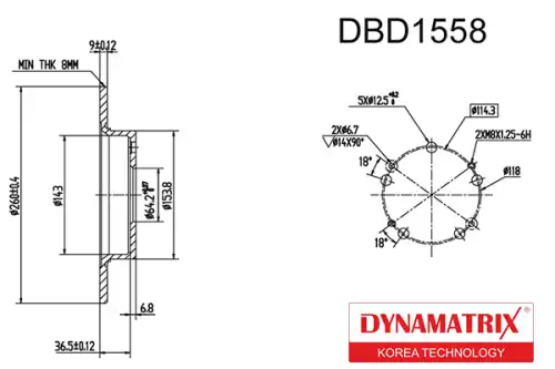 Тормозной диск DYNAMAX DBD1558 полный , задняя ось