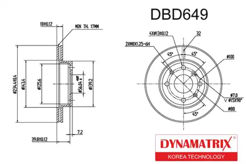Тормозной диск DYNAMAX DBD649 вентилируемый , передняя ось