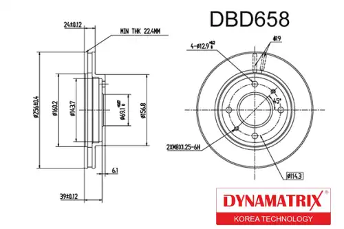 Тормозной диск DYNAMAX DBD658 вентилируемый , передняя ось
