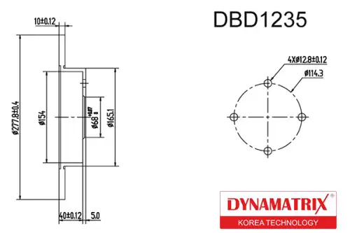 Тормозной диск DYNAMAX DBD1235 полный , задняя ось