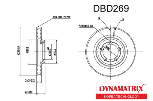 Тормозной диск DYNAMAX DBD269 передняя ось