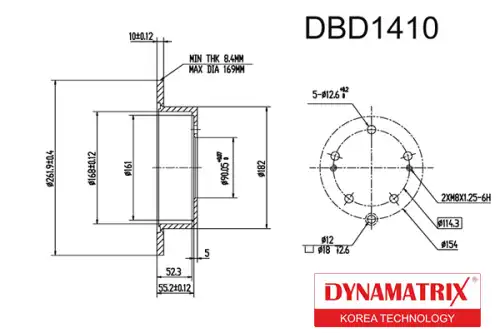 Тормозной диск DYNAMAX DBD1410 полный , задняя ось
