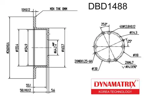 Тормозной диск DYNAMAX DBD1488 полный , задняя ось